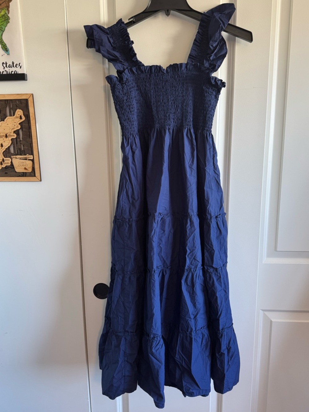 Hill House Deep Blue Smocked Tiered Midi Dress - Picture 9 of 12